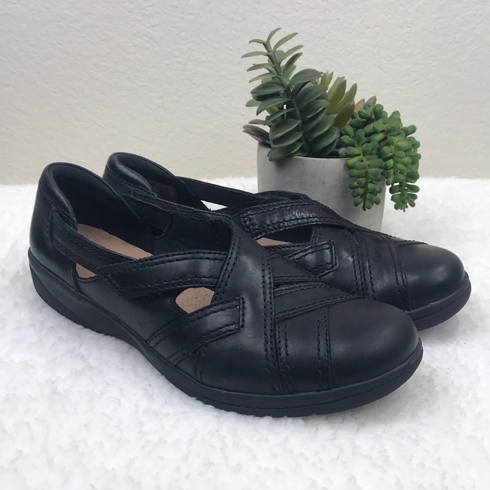 Clark’s Cheyn Wale Loafers Black Leather SZ 9.5